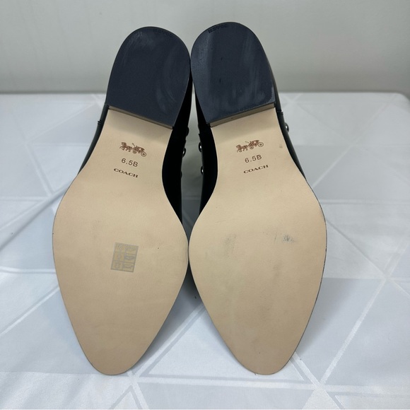 New Coach Women’s Boots Black Suede / Leather/ Silver Studs Side Logo Size 6.5 B - Picture 6 of 8